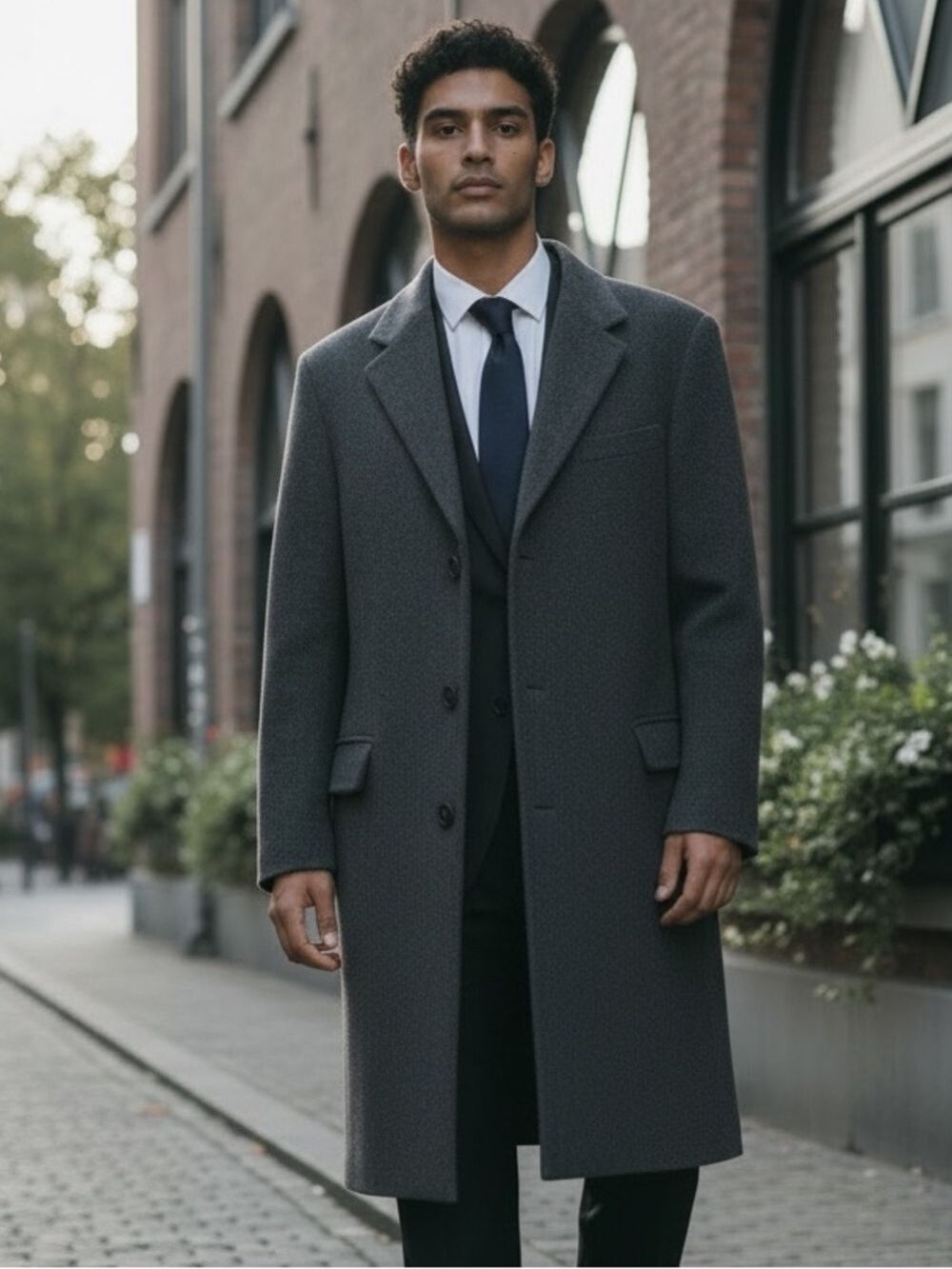 90s CASHMERE WOVEN IN ITALY GRAY LONGLINE COAT ECLECTIC GRANDPA FRANCO'S SZ 42L
